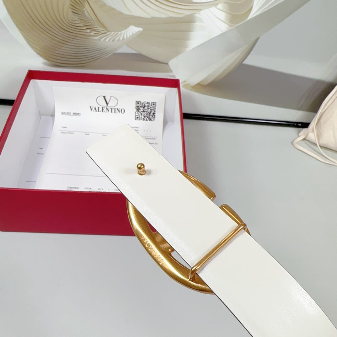 The Bold Edition Reversible Belt 30mm White Calfskin Gold Buckle