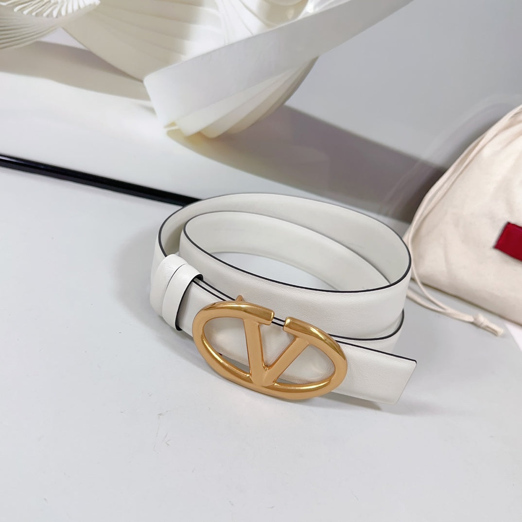 The Bold Edition Reversible Belt 30mm White Calfskin Gold Buckle