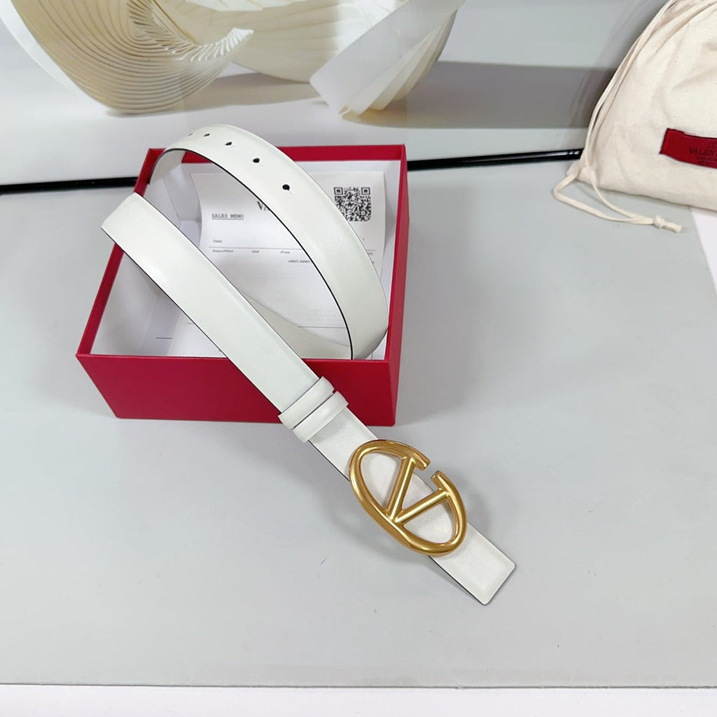 The Bold Edition Reversible Belt 30mm White Calfskin Gold Buckle