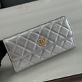 CC 26P Long Flip Wallet Sliver Quited Caviar Leather