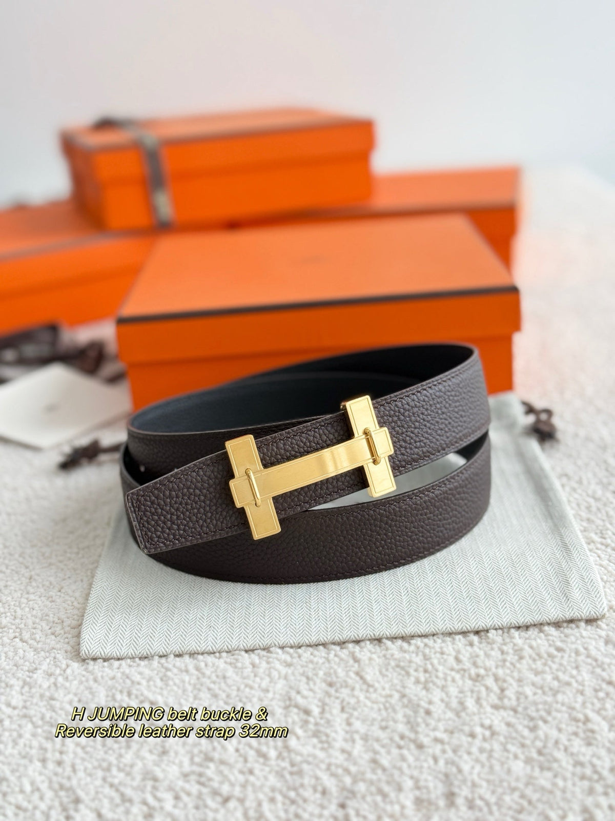 HM Jumping Belt 38 Mm Black Dark Brown Leather Strap