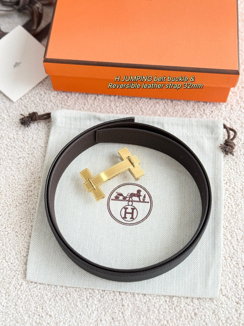 HM Jumping Belt 38 Mm Black Dark Brown Leather Strap