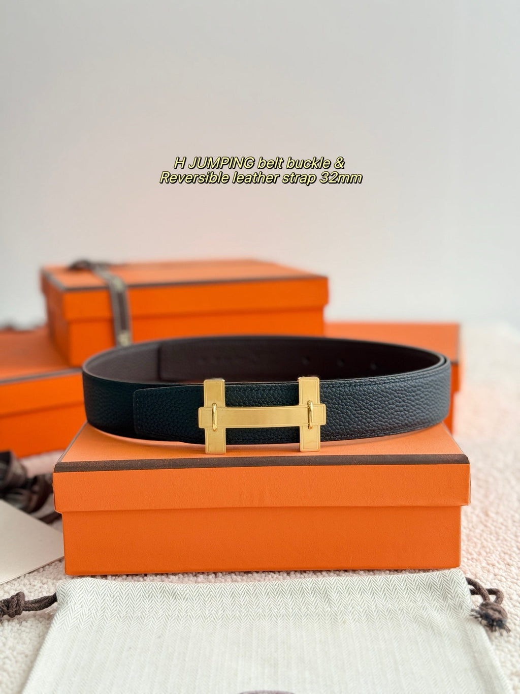 HM Jumping Belt 38 Mm Black Dark Brown Leather Strap