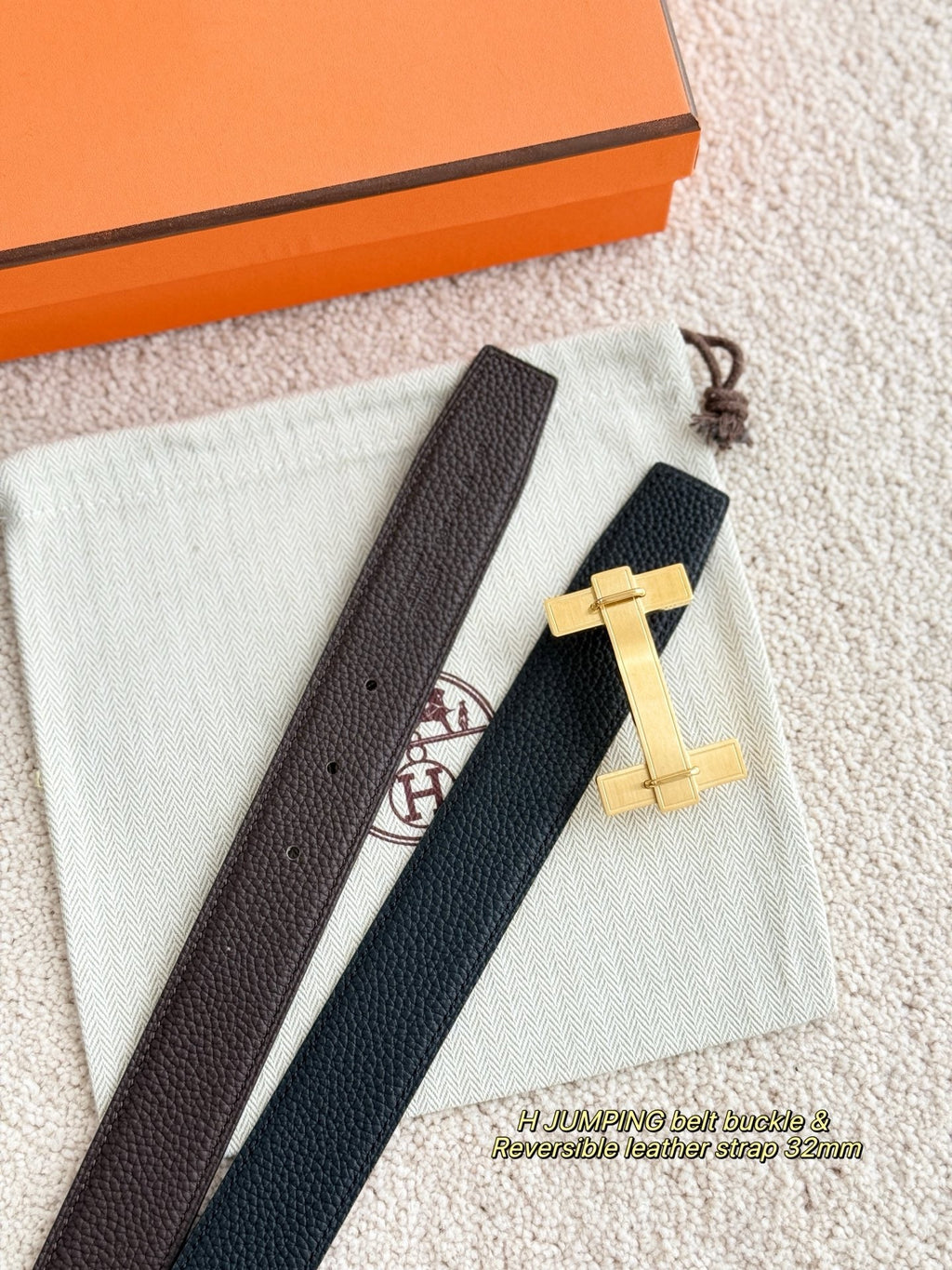 HM Jumping Belt 38 Mm Black Dark Brown Leather Strap