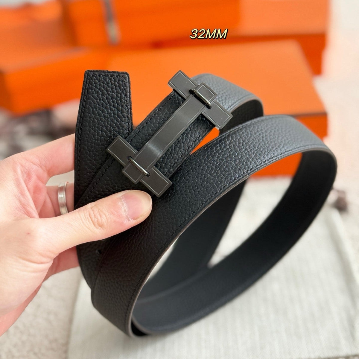HM Jumping Belt 38 Mm Black Leather Strap