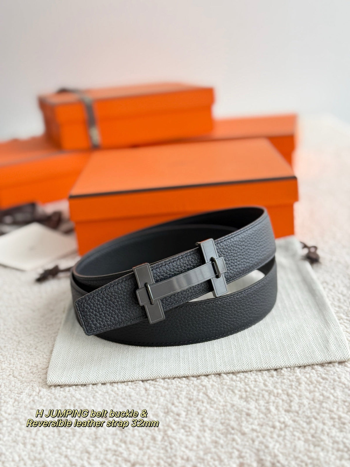 HM Jumping Belt 38 Mm Black Leather Strap