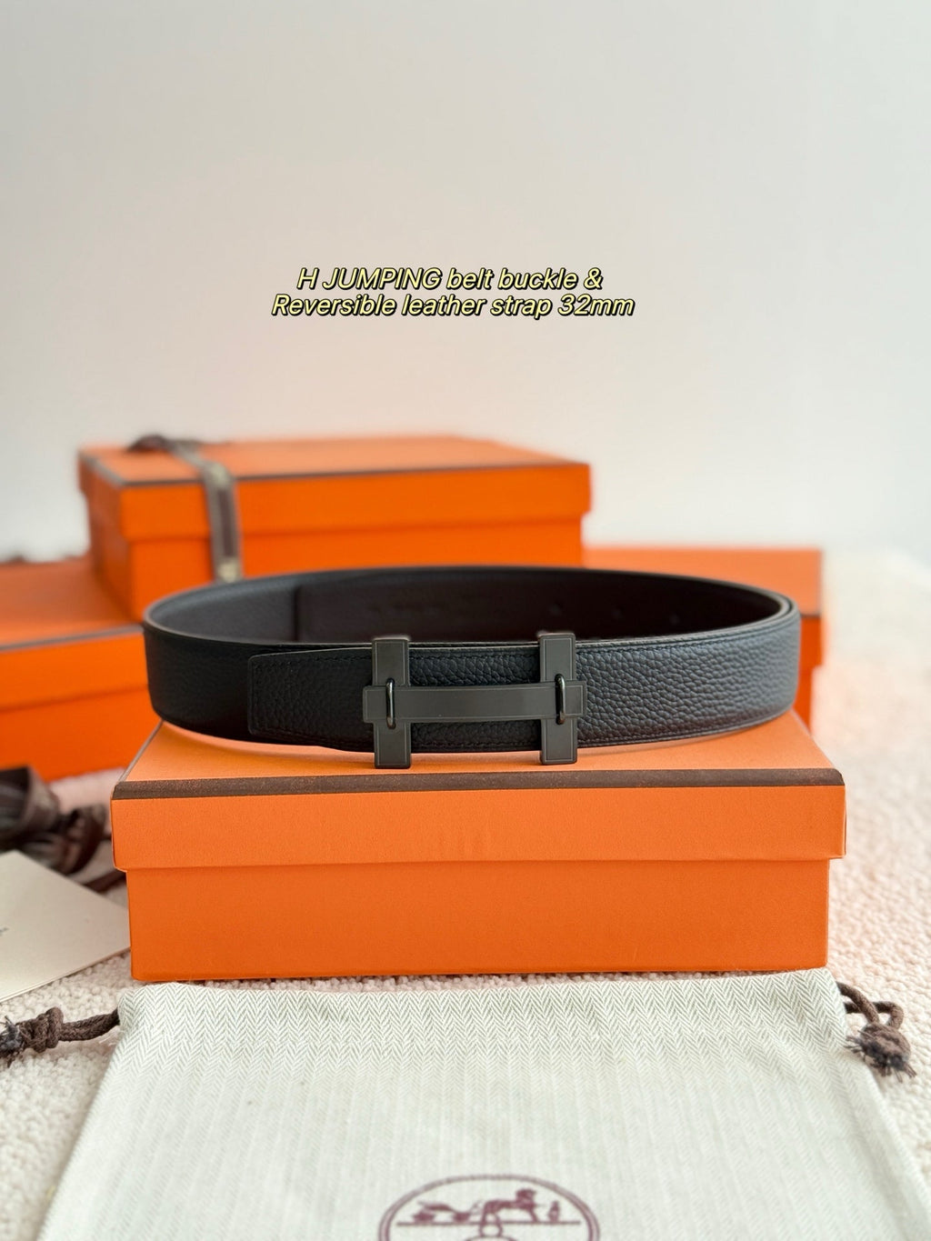 HM Jumping Belt 38 Mm Black Leather Strap