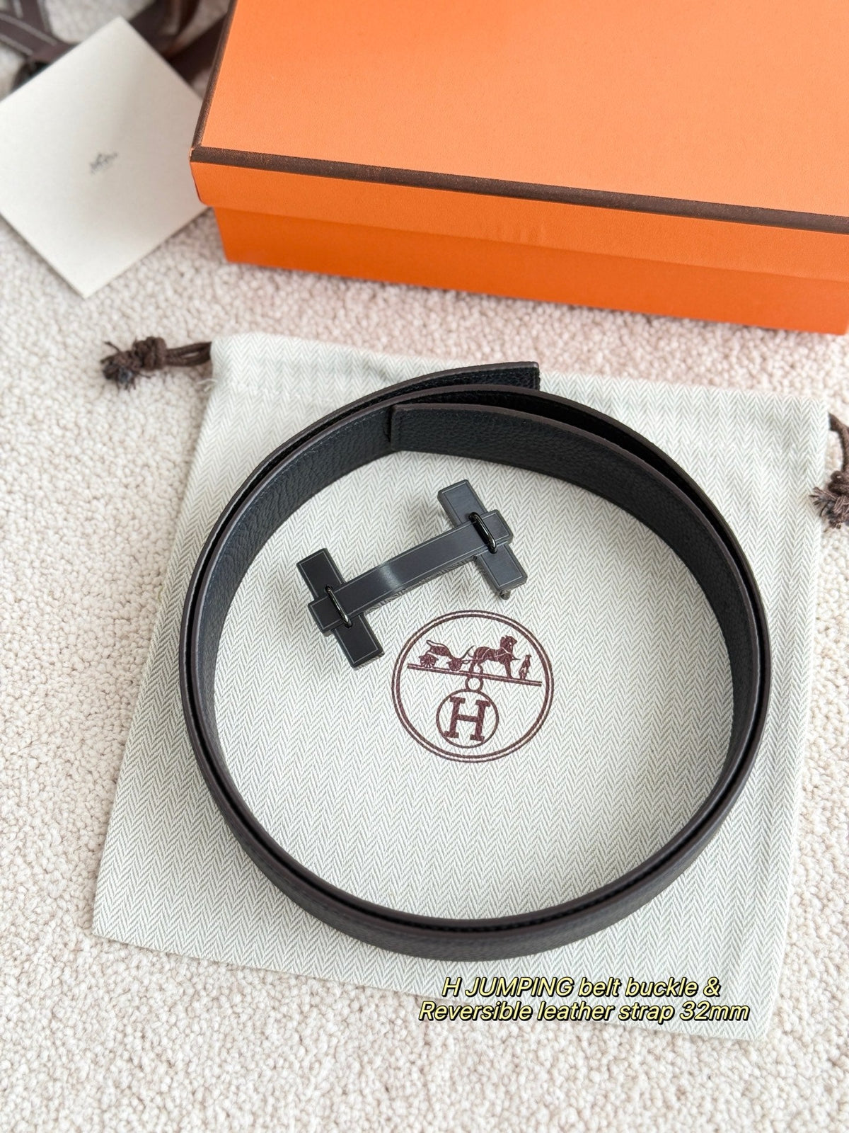 HM Jumping Belt 38 Mm Black Leather Strap