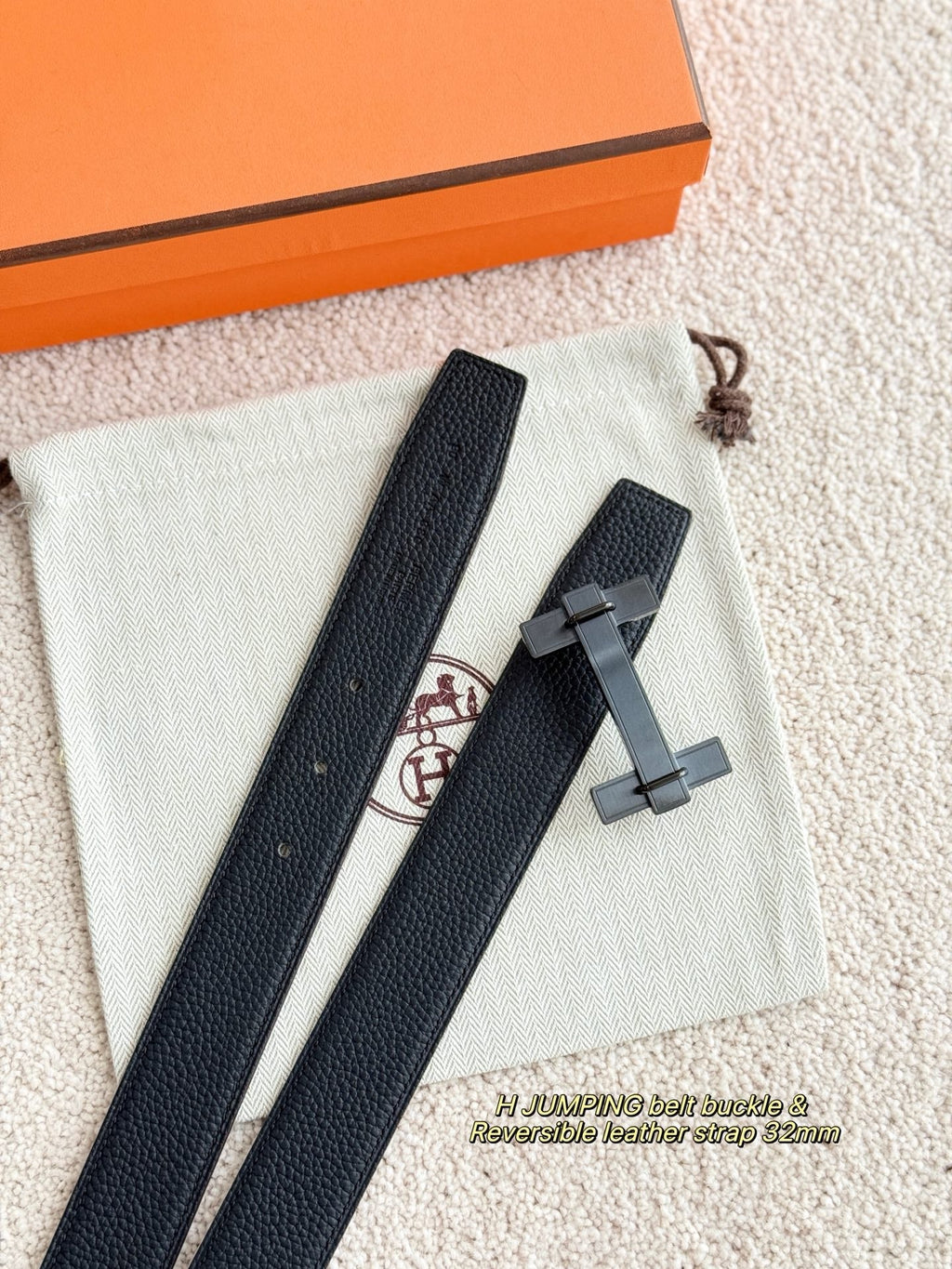 HM Jumping Belt 38 Mm Black Leather Strap
