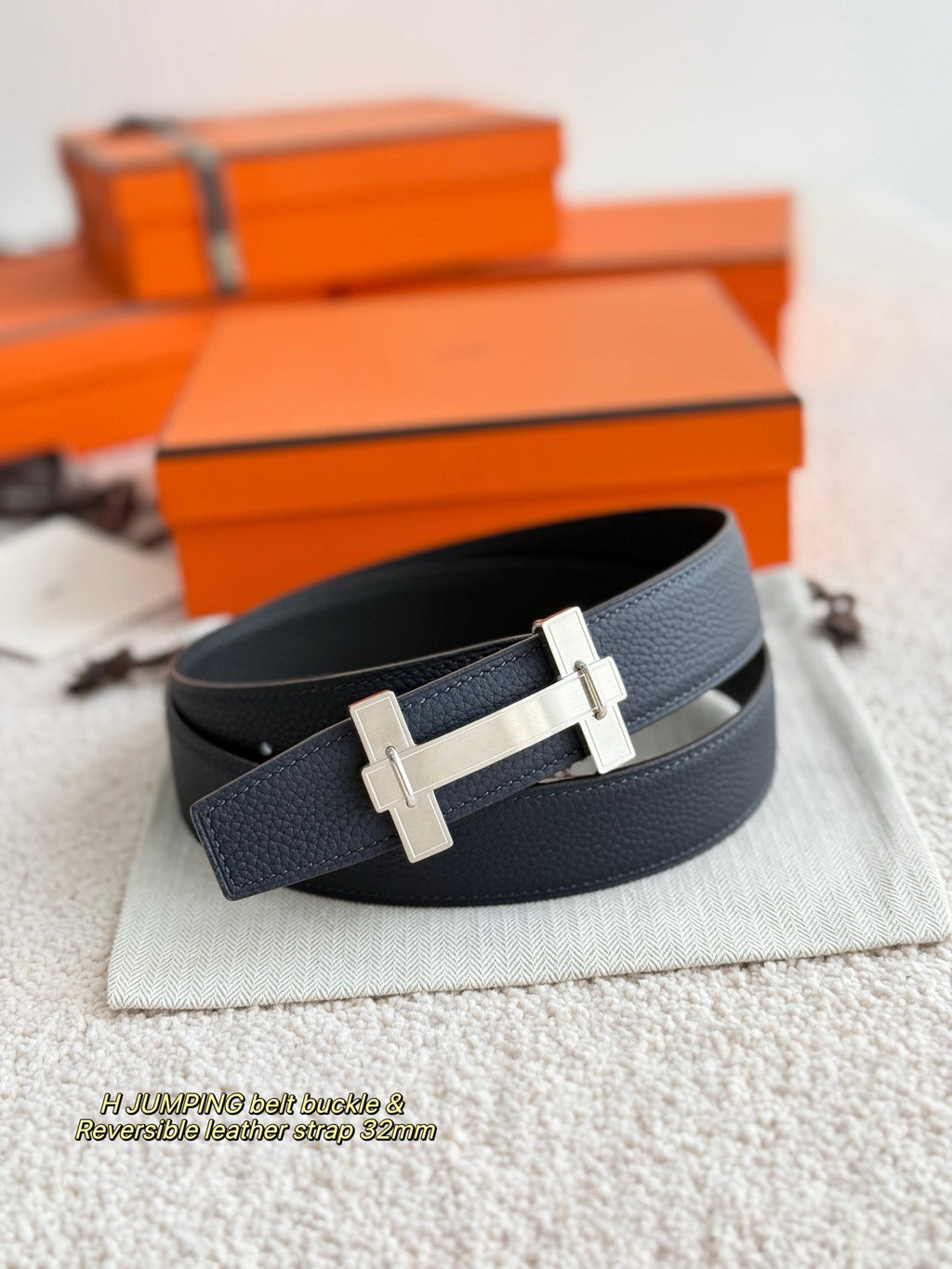 HM Jumping Belt 38 Mm Black Sliver Leather Strap