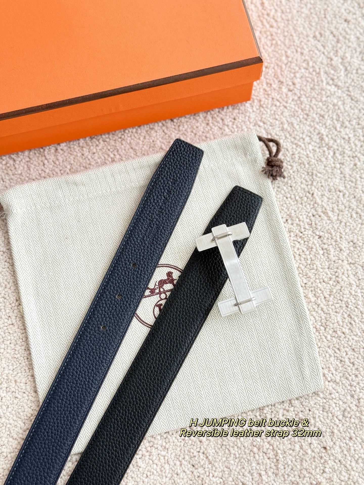 HM Jumping Belt 38 Mm Black Sliver Leather Strap