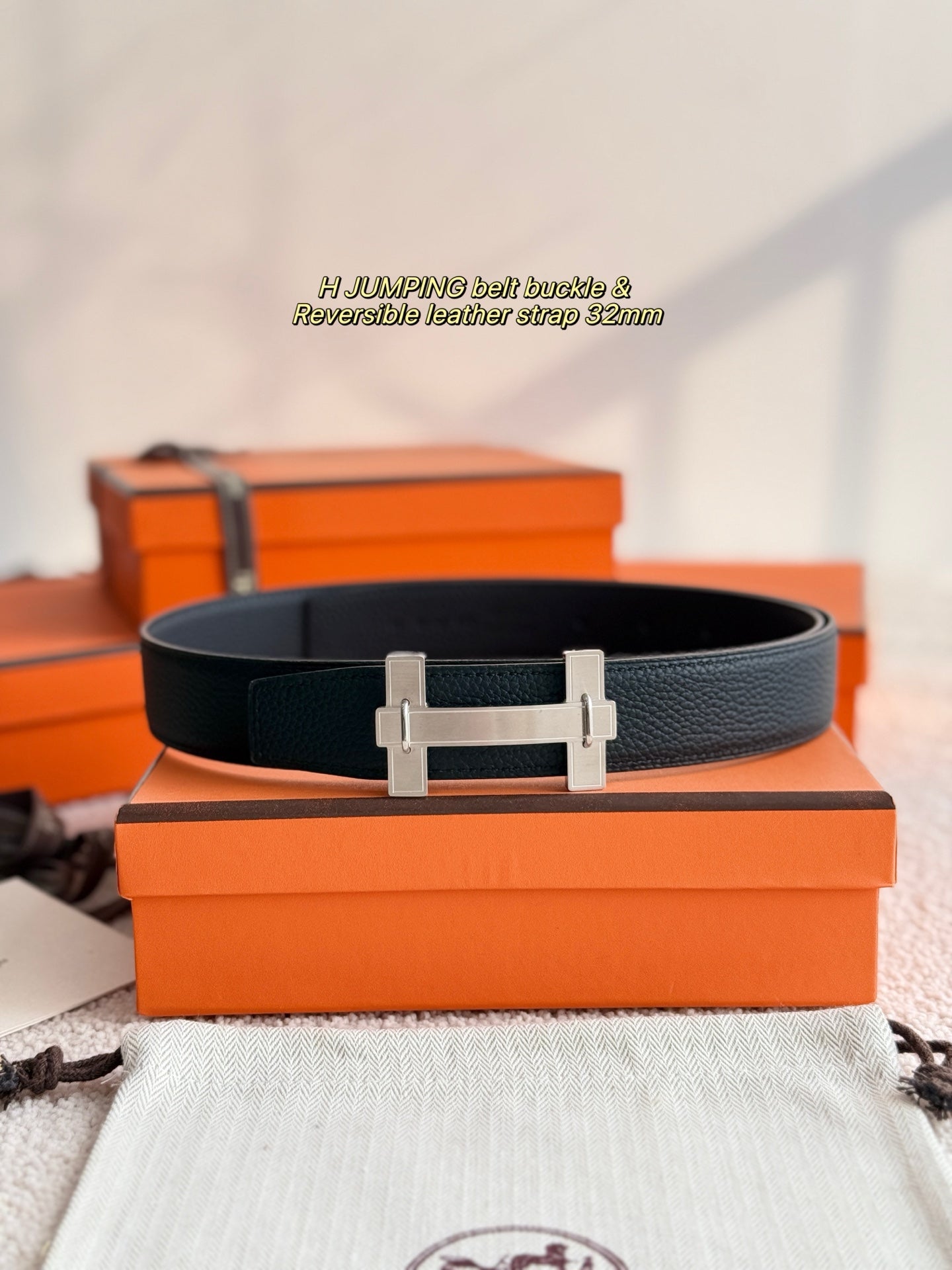 HM Jumping Belt 38 Mm Black Sliver Leather Strap
