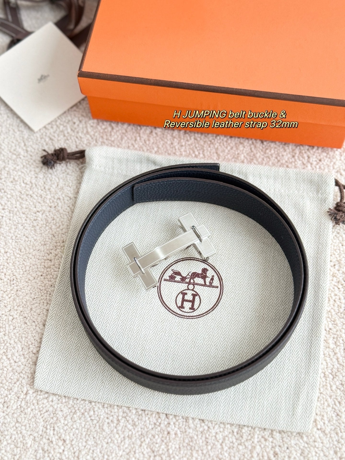 HM Jumping Belt 38 Mm Black Sliver Leather Strap