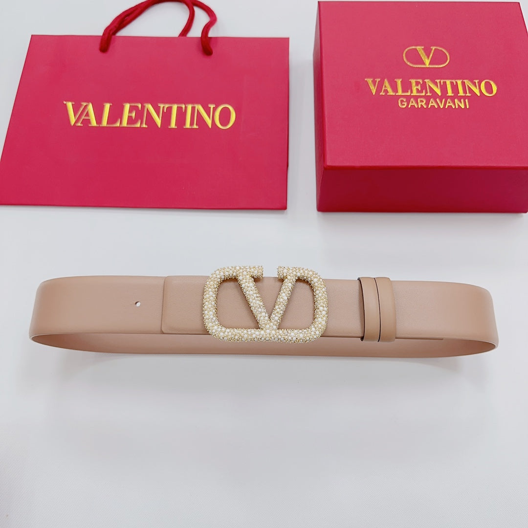 Garavani Reversible VLogo Signature Belt 40mm Beige Leather 200691