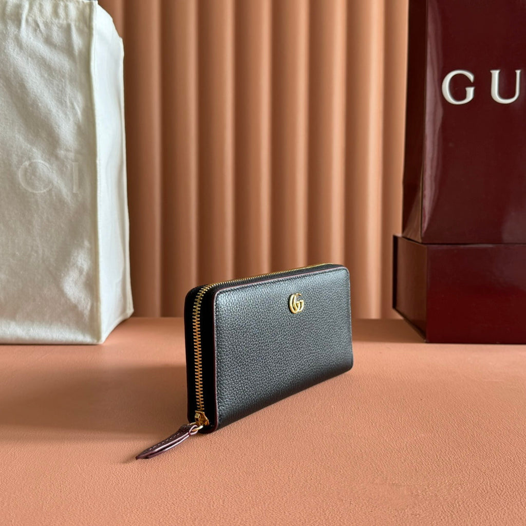 GG Marmont Zip Around Wallet Black Leather