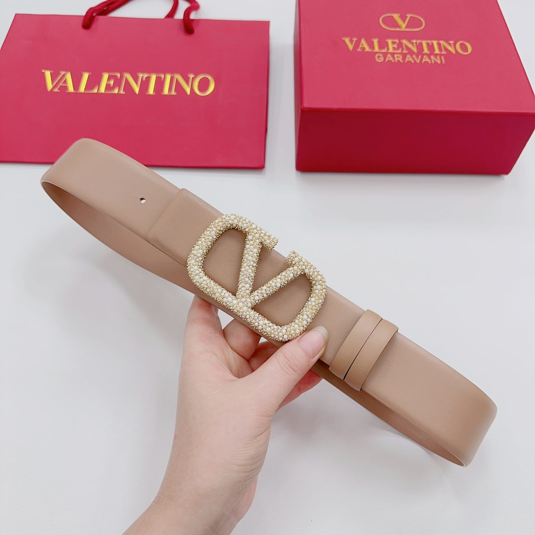 Garavani Reversible VLogo Signature Belt 40mm Beige Leather 200691