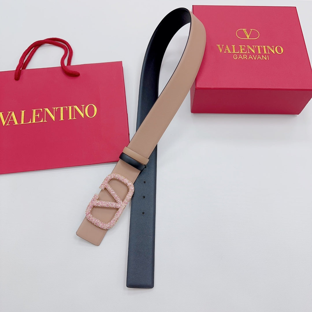 Garavani Reversible VLogo Signature Belt 40mm Beige Black Leather 200694