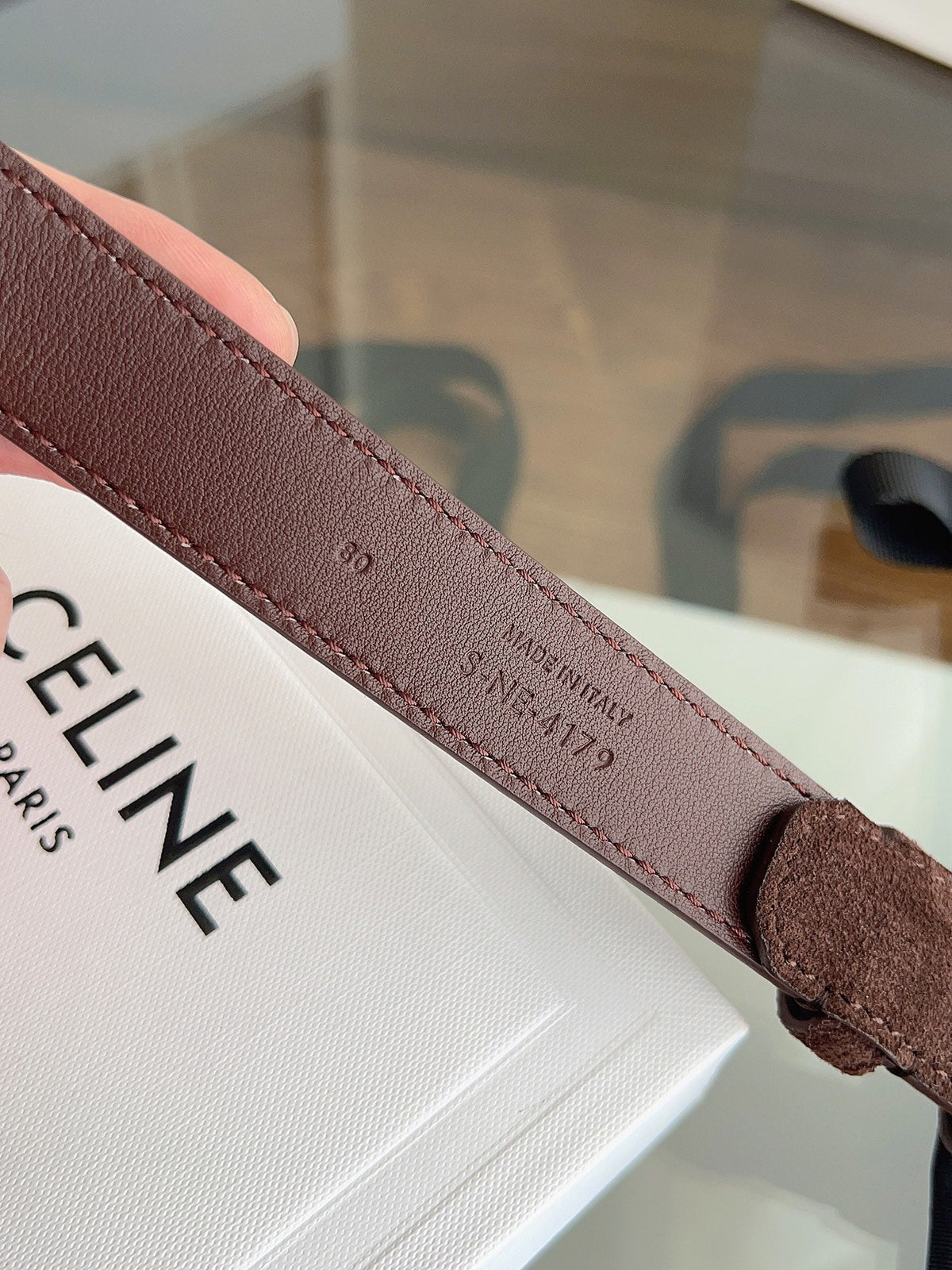 CL Gold 25mm Triomphe Brown Suede