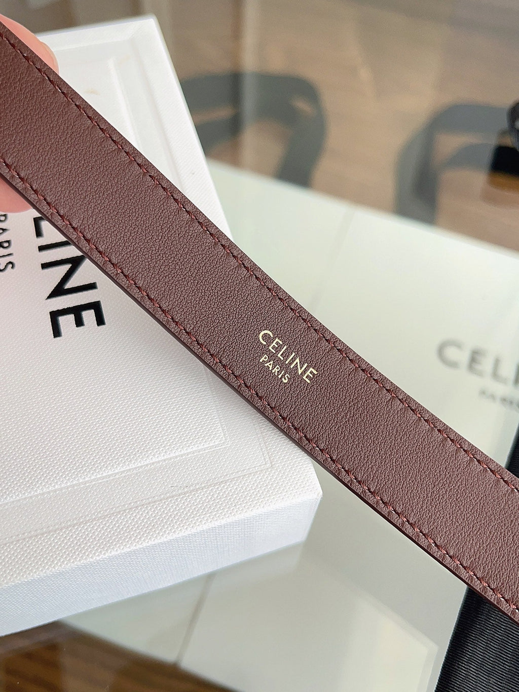 CL Gold 25mm Triomphe Brown Suede