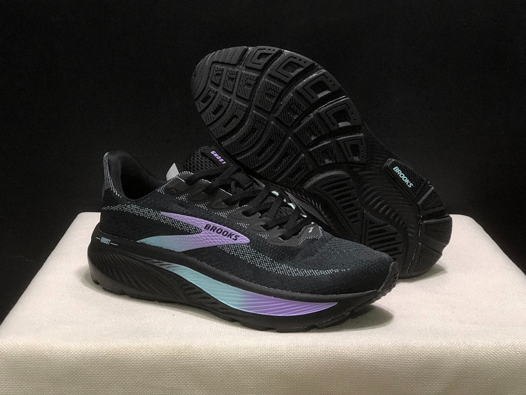 Brooks Ghost 17 Neutral Road Running Shoes Black Purple Teal Gradient