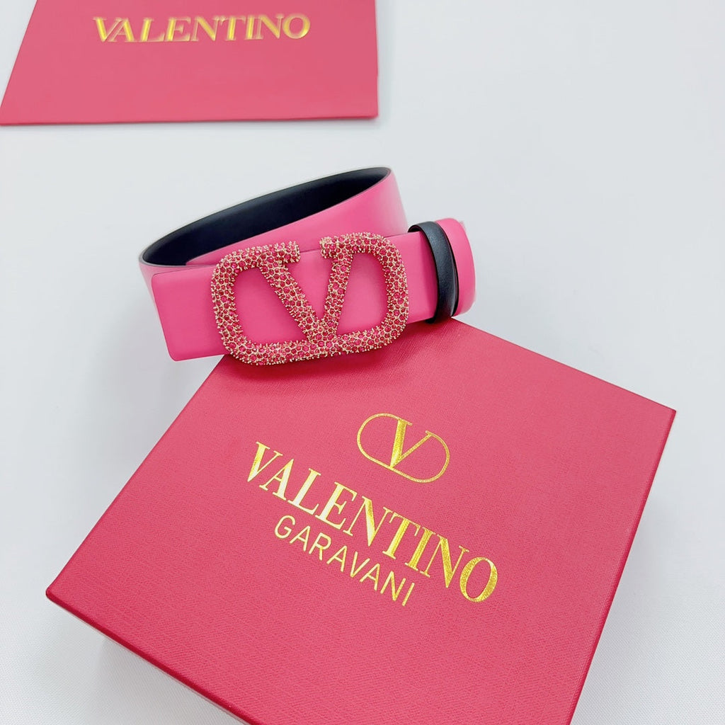 Garavani Reversible VLogo Signature Belt 40mm Black Pink Leather 200697