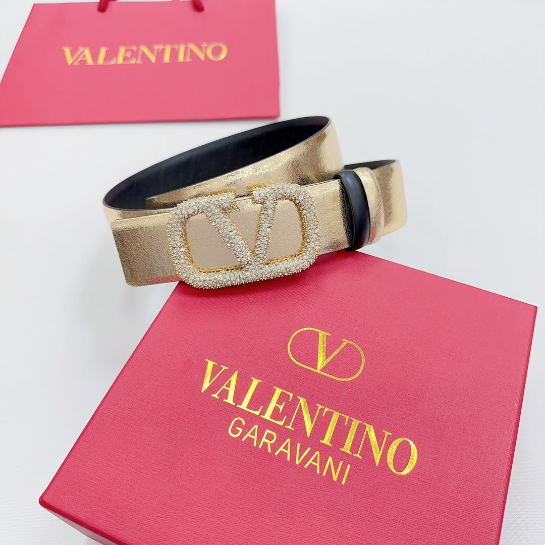 Garavani Reversible VLogo Signature Belt 40mm Black Gold Leather 127708