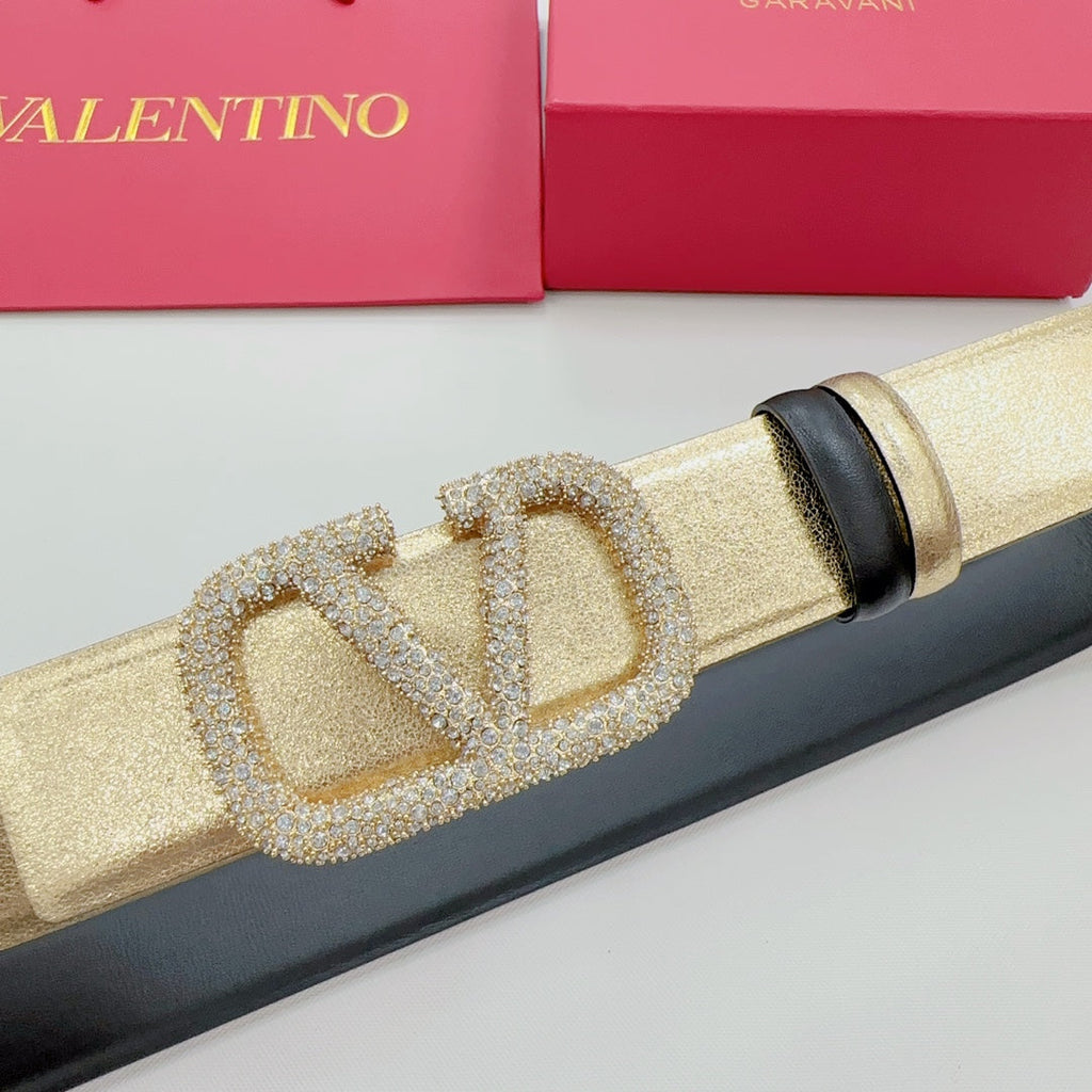 Garavani Reversible VLogo Signature Belt 40mm Black Gold Leather 127708