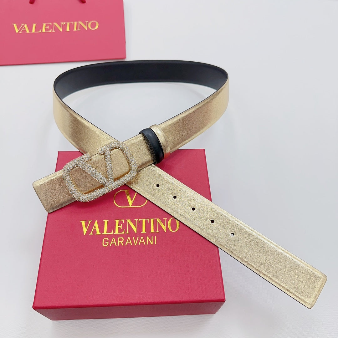 Garavani Reversible VLogo Signature Belt 40mm Black Gold Leather 127708