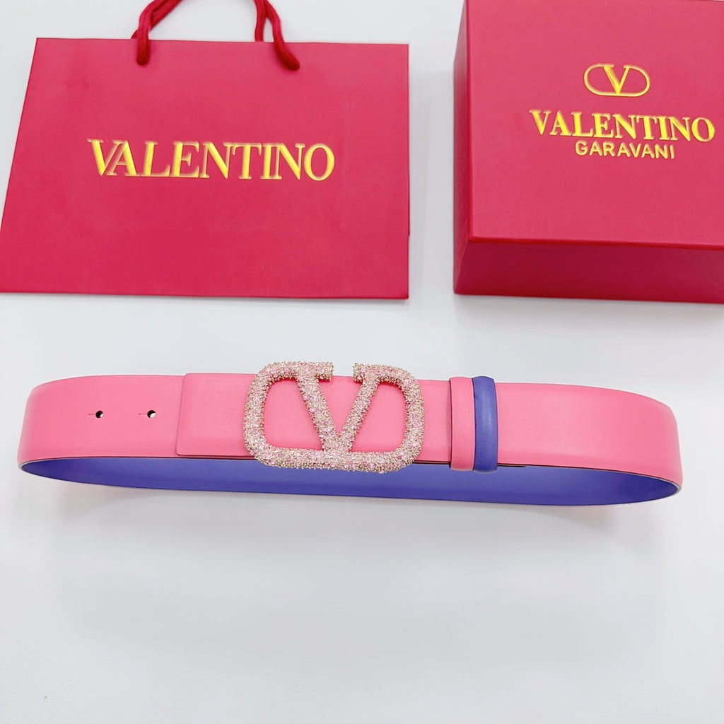 Garavani Reversible VLogo Signature Belt 40mm Light Pink Purple Leather 127711