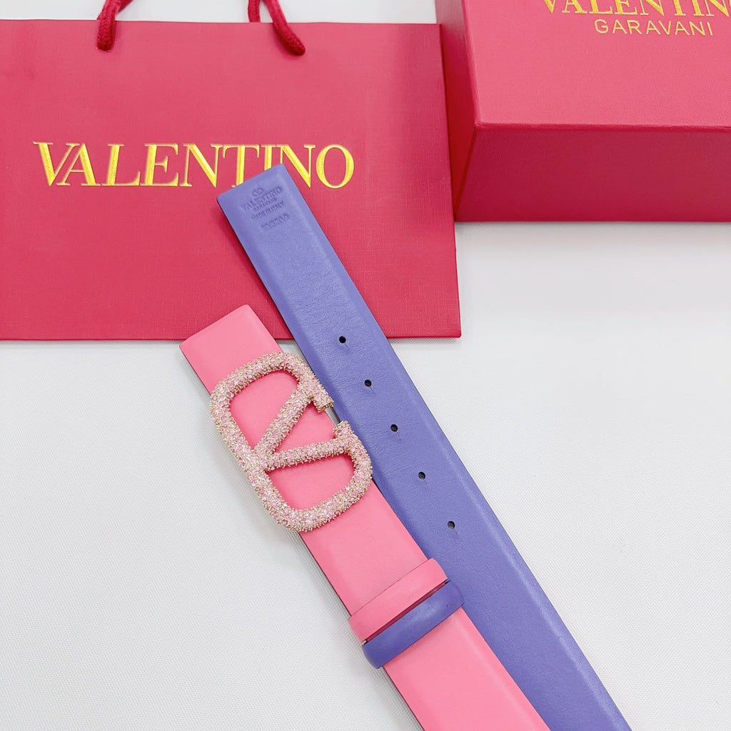 Garavani Reversible VLogo Signature Belt 40mm Light Pink Purple Leather 127711