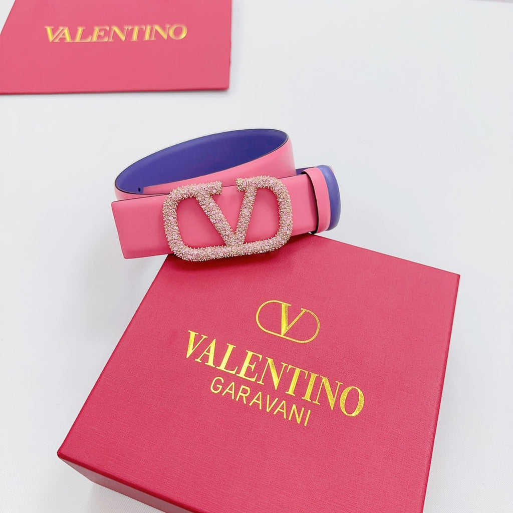 Garavani Reversible VLogo Signature Belt 40mm Light Pink Purple Leather 127711