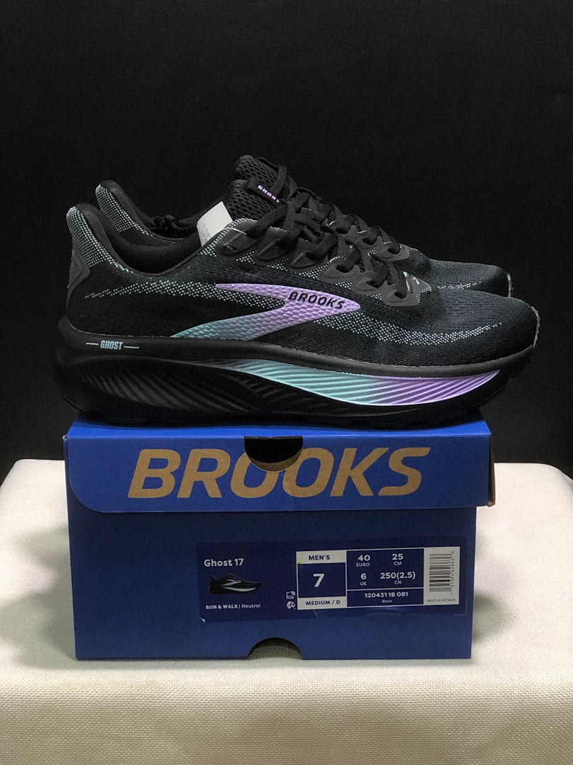 Brooks Ghost 17 Neutral Road Running Shoes Black Purple Teal Gradient