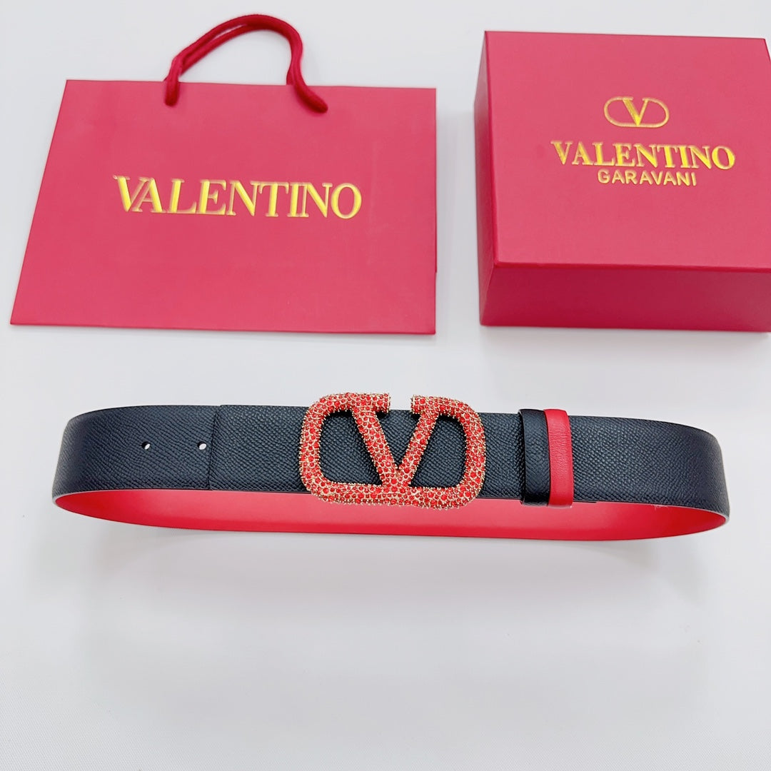 Garavani Reversible VLogo Signature Belt 40mm Black Red Leather 200699