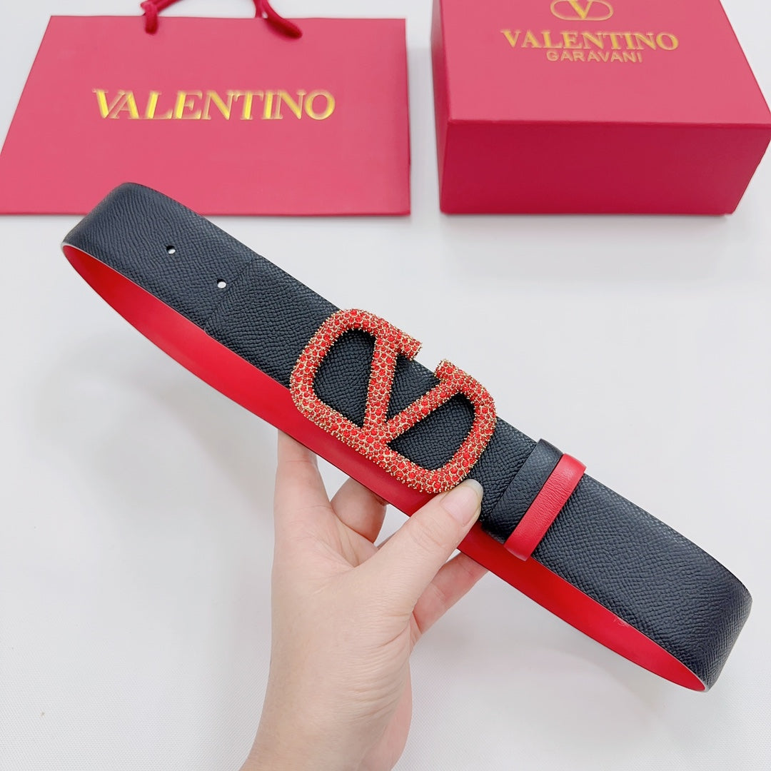 Garavani Reversible VLogo Signature Belt 40mm Black Red Leather 200699