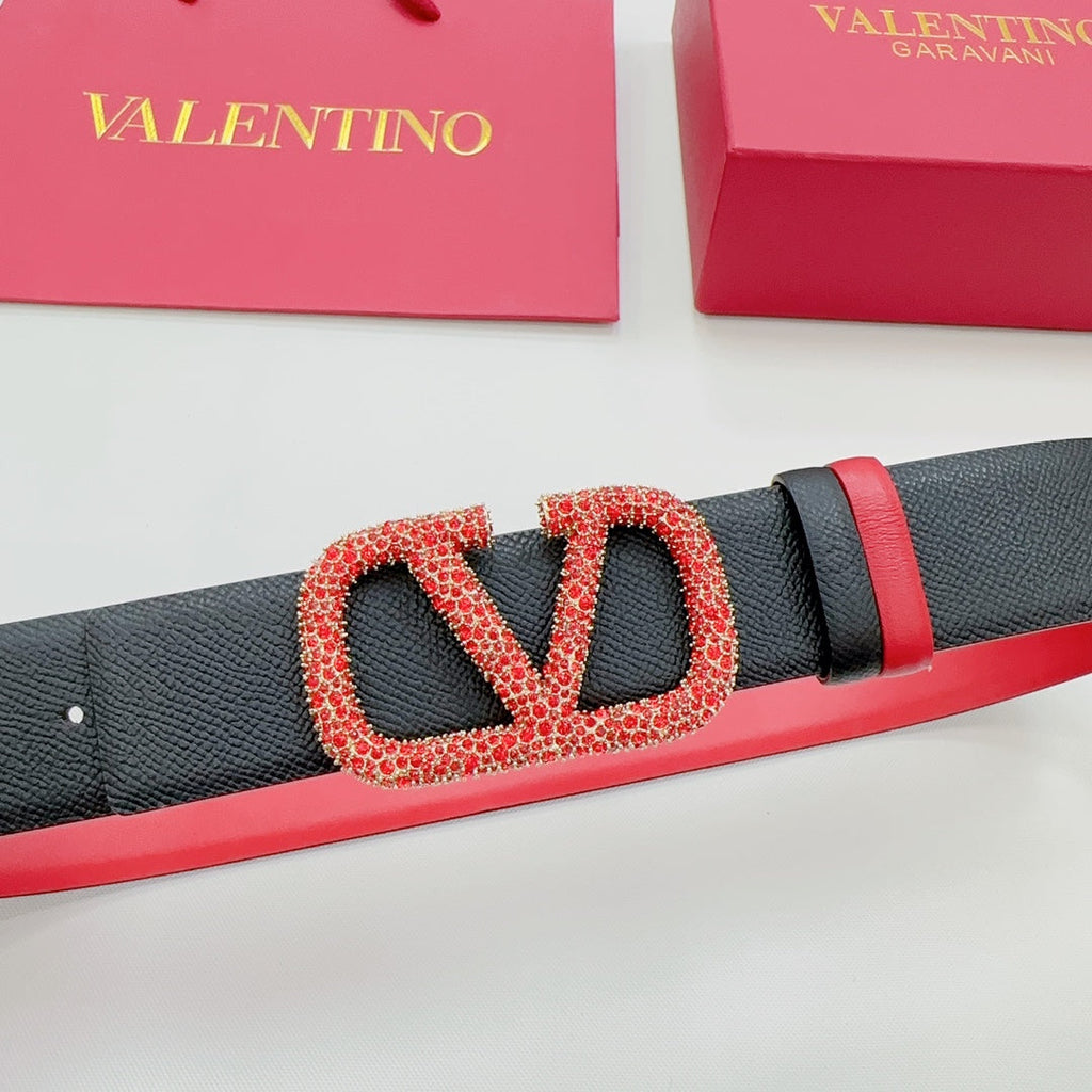 Garavani Reversible VLogo Signature Belt 40mm Black Red Leather 200699