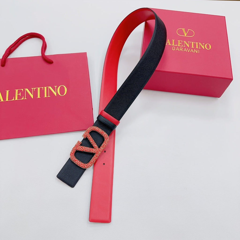 Garavani Reversible VLogo Signature Belt 40mm Black Red Leather 200699