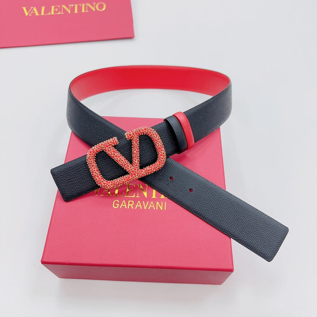 Garavani Reversible VLogo Signature Belt 40mm Black Red Leather 200699