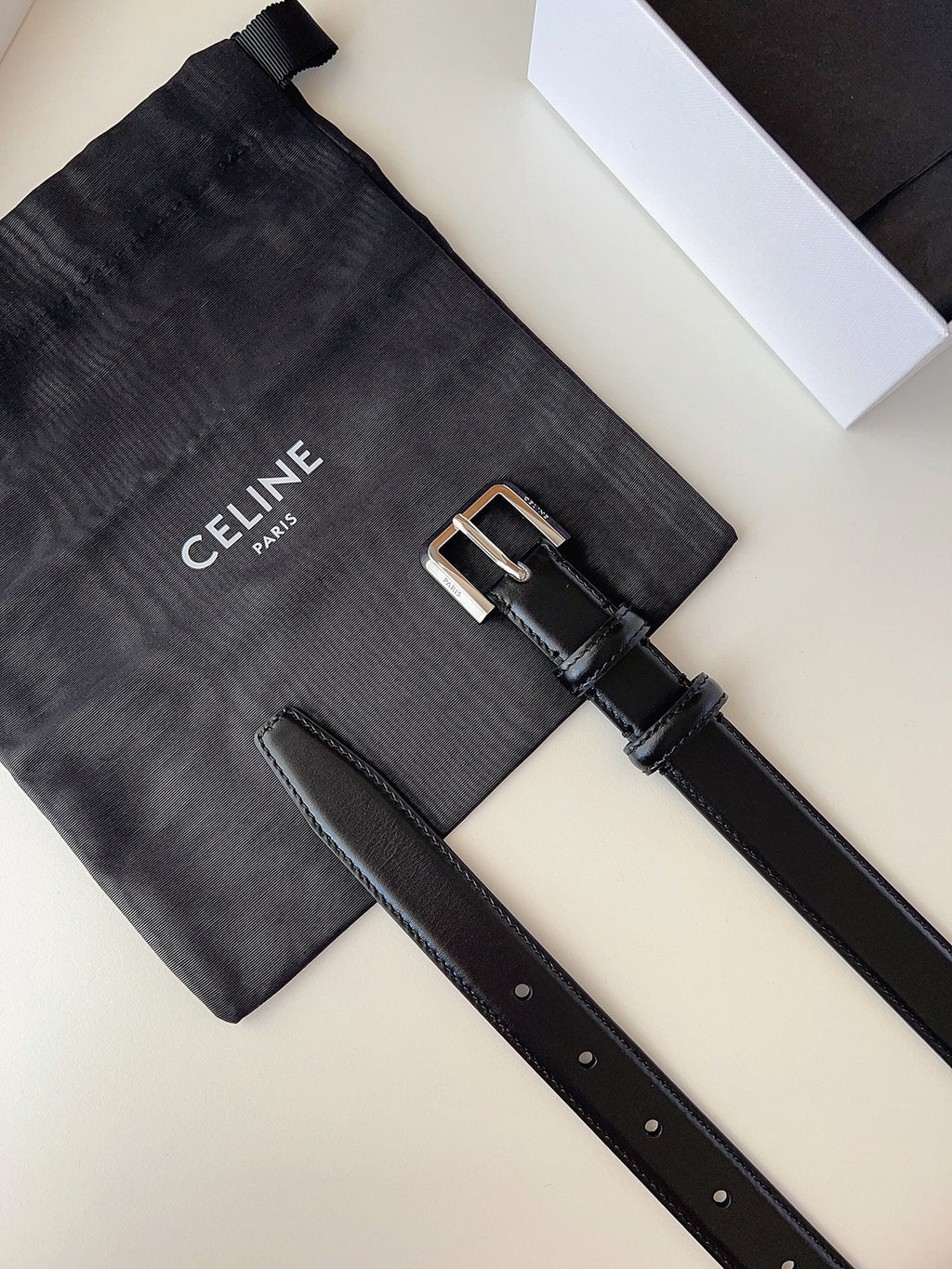 CL Sliver 25mm Triomphe Belt Black Cowhide 616411