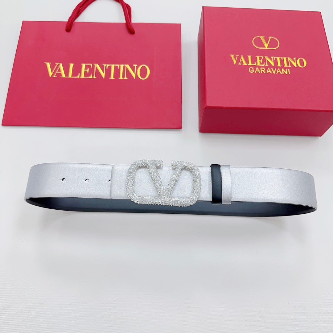 Garavani Reversible VLogo Signature Belt 40mm Black Sliver Leather 127709