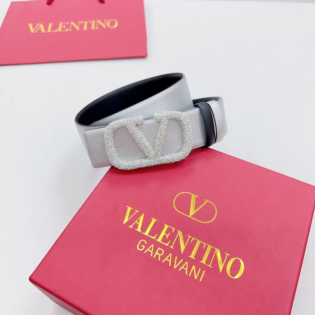 Garavani Reversible VLogo Signature Belt 40mm Black Sliver Leather 127709