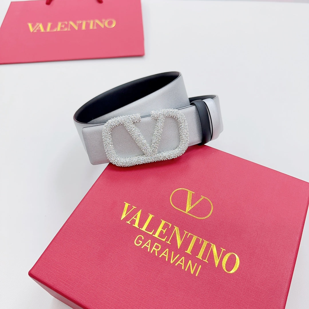 Garavani Reversible VLogo Signature Belt 40mm Black Sliver Leather 127709