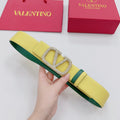 Garavani Reversible VLogo Signature Belt 40mm Lemon Yellow Green Leather 200702
