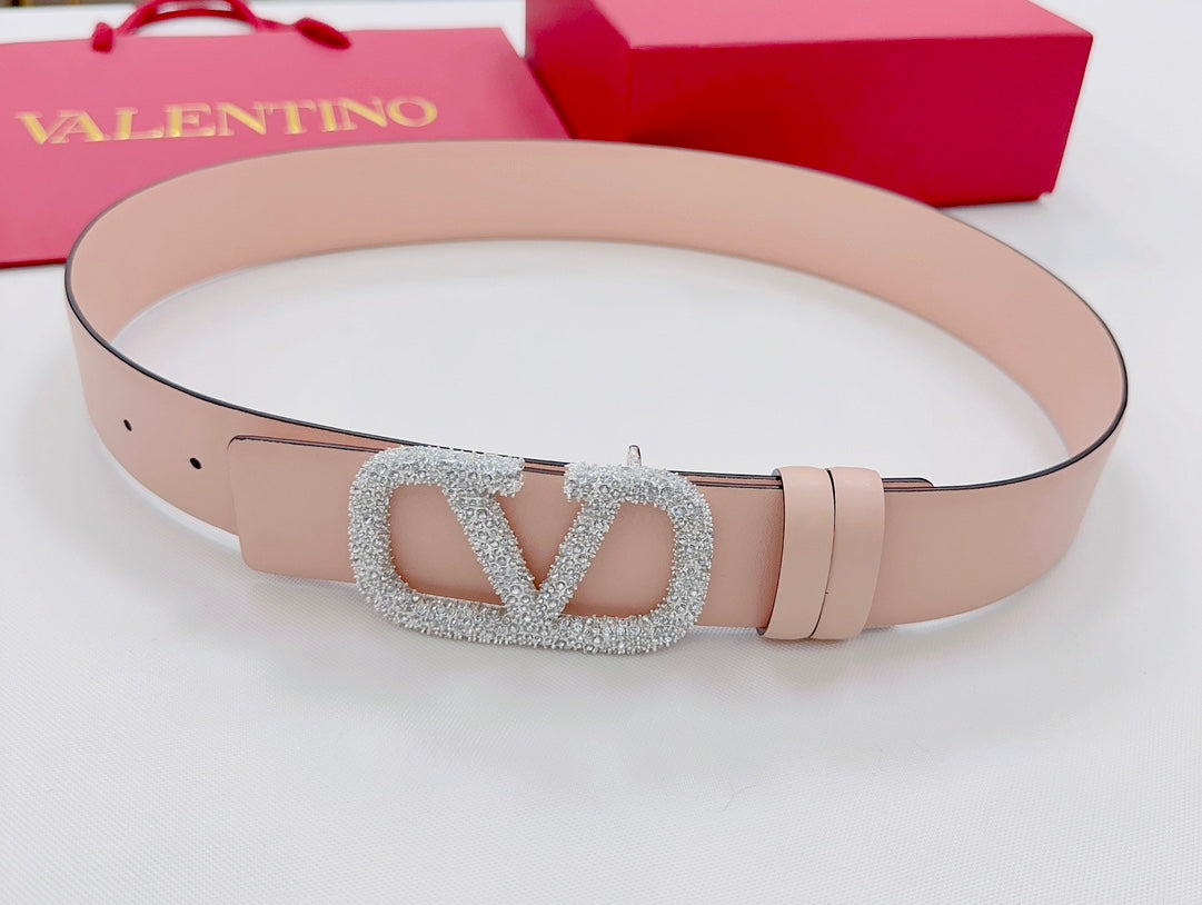 Garavani Reversible VLogo Signature Belt 40mm Light Pink Leather 200703