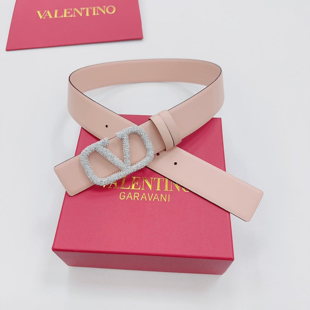 Garavani Reversible VLogo Signature Belt 40mm Light Pink Leather 200703