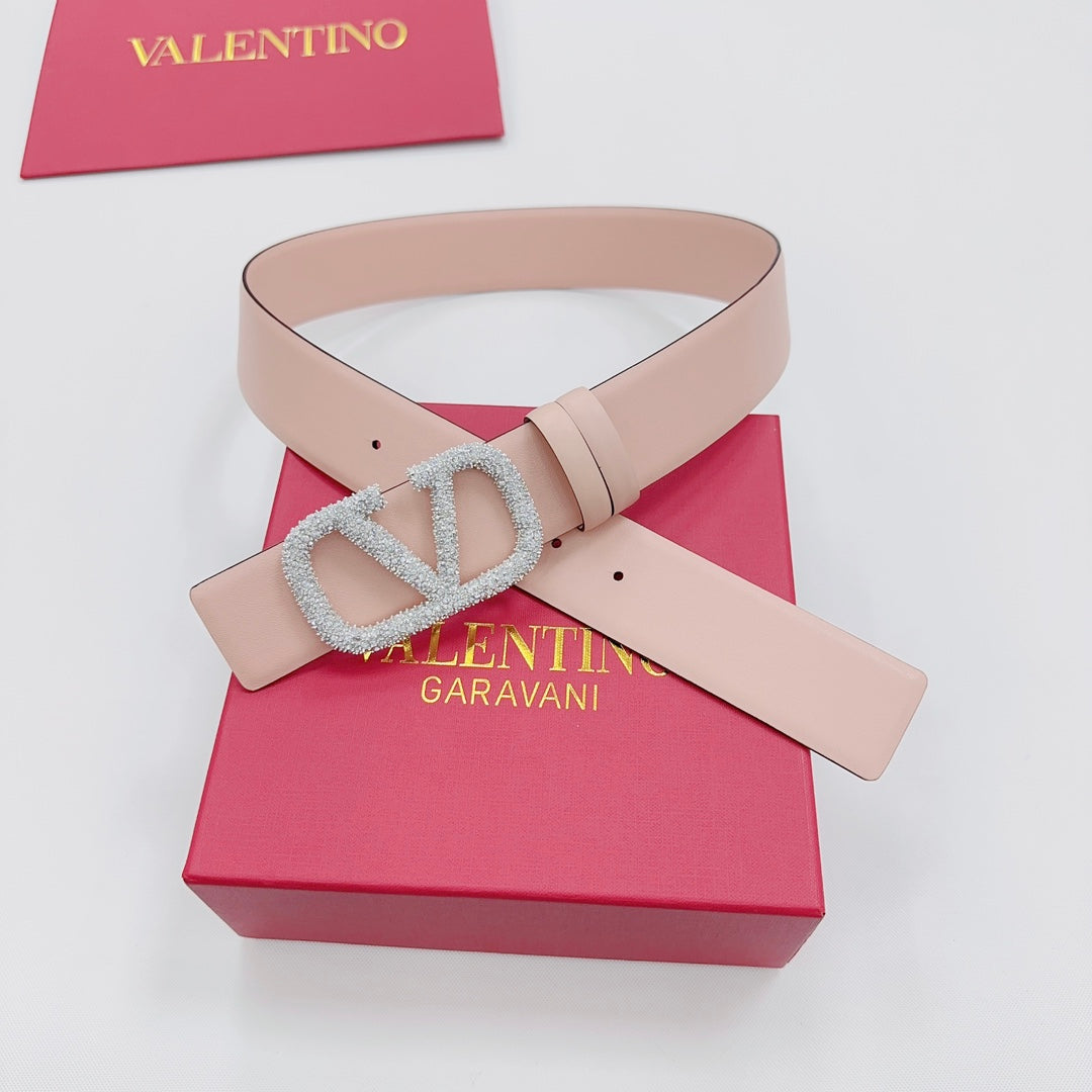 Garavani Reversible VLogo Signature Belt 40mm Light Pink Leather 200703