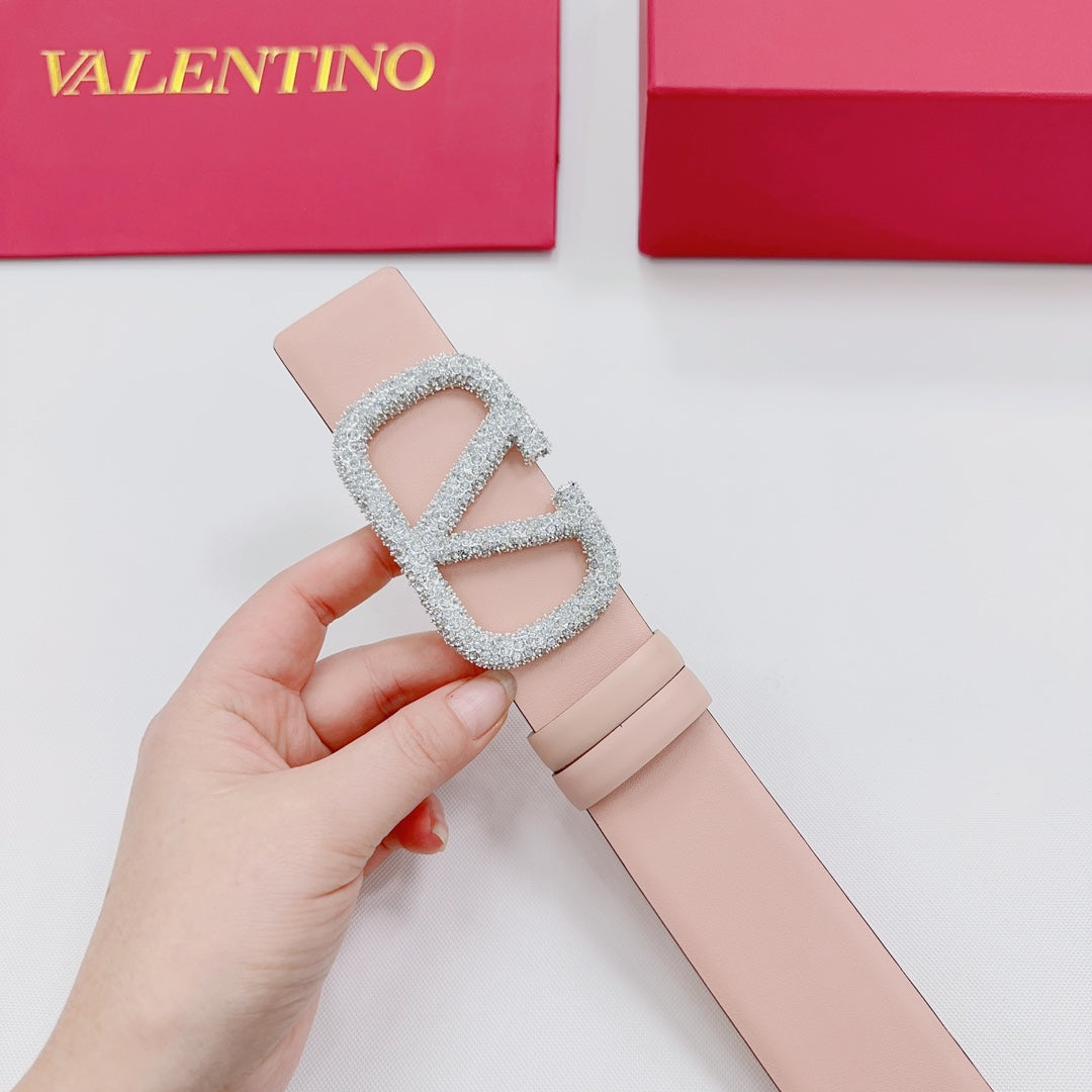 Garavani Reversible VLogo Signature Belt 40mm Light Pink Leather 200703