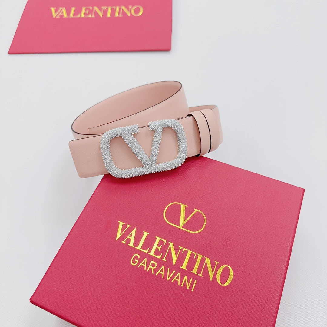 Garavani Reversible VLogo Signature Belt 40mm Light Pink Leather 200703