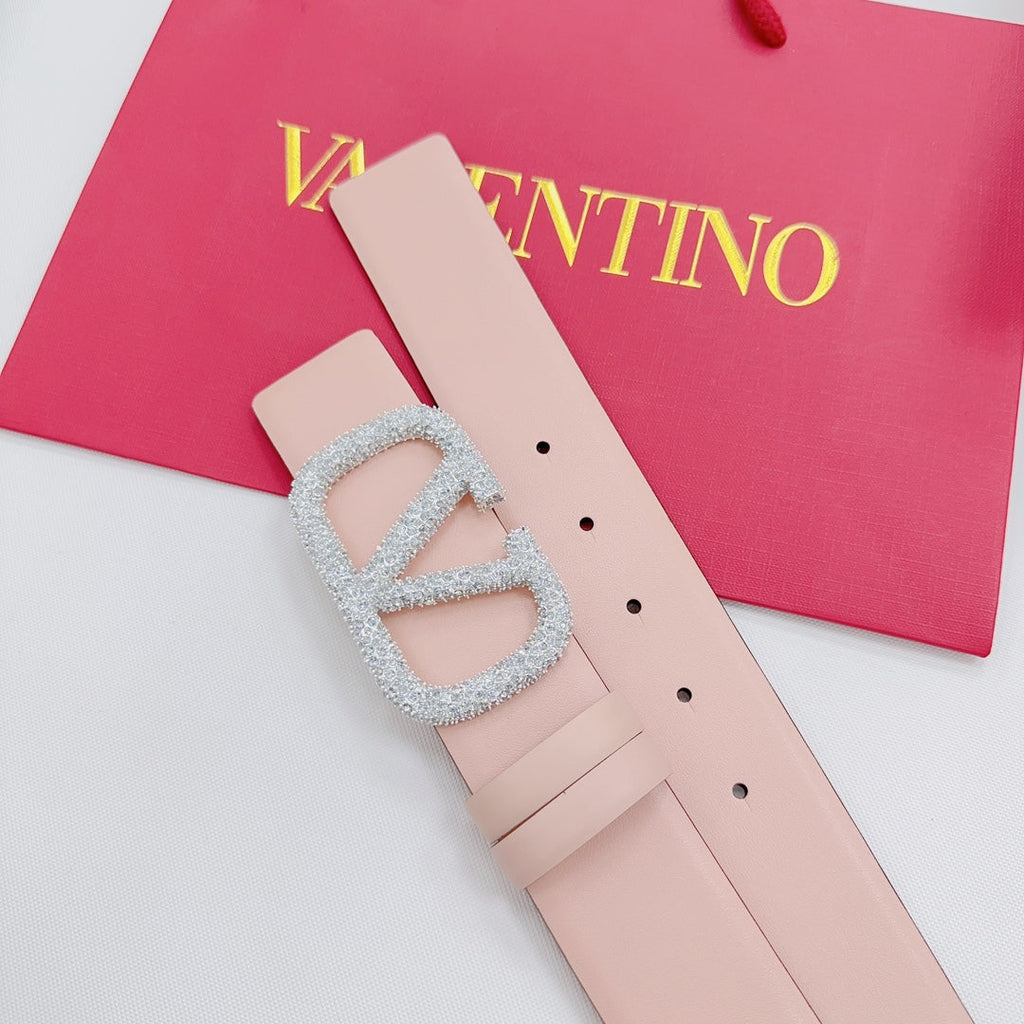 Garavani Reversible VLogo Signature Belt 40mm Light Pink Leather 200703