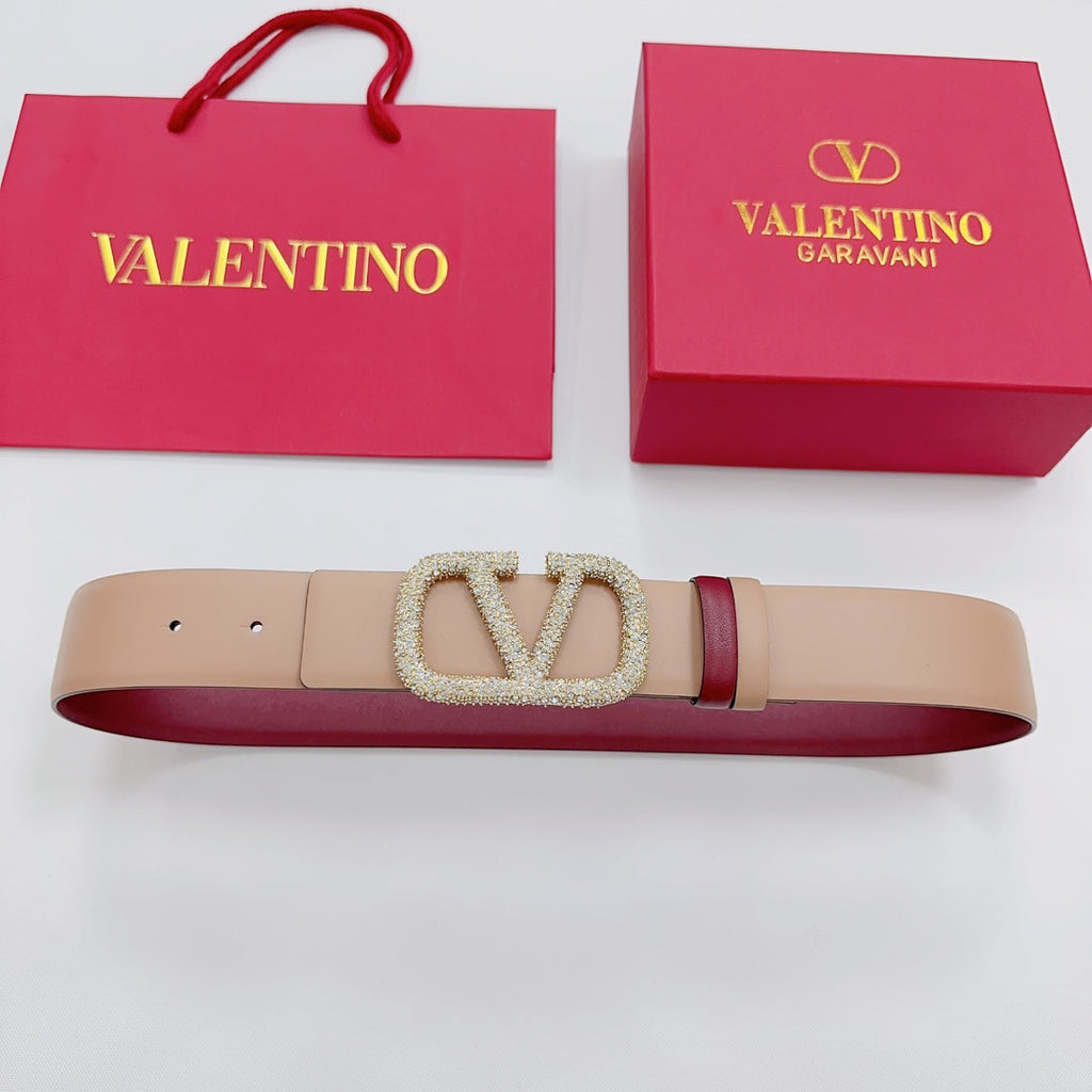 Garavani Reversible VLogo Signature Belt 40mm Beige Red Leather 127713