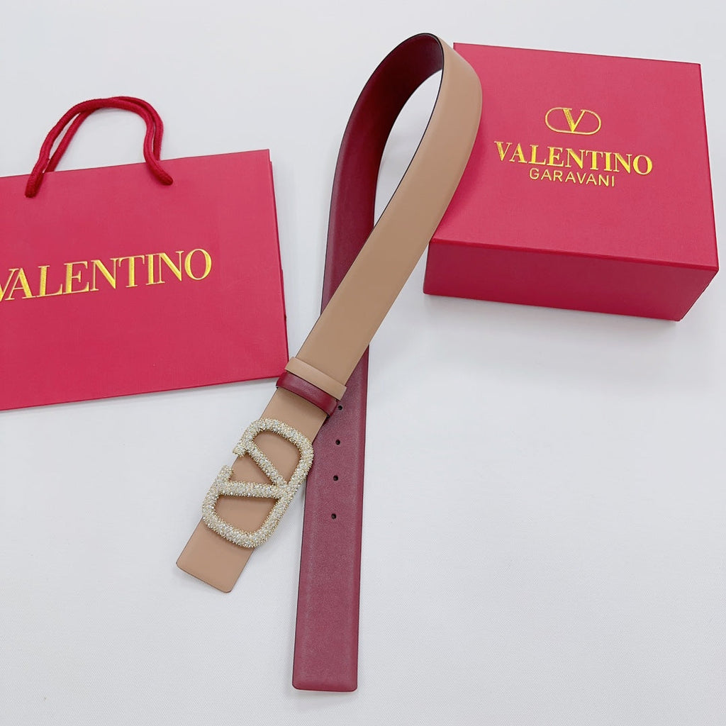 Garavani Reversible VLogo Signature Belt 40mm Beige Red Leather 127713